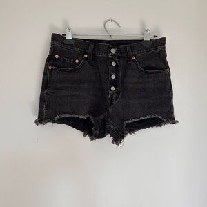 Levi's Black Distressed Jean Shorts